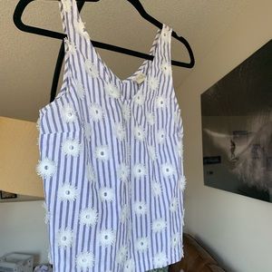 XS blouse with navy stripes and flowers